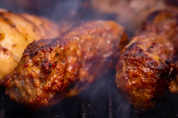 Comida Tradicional Rumana Meat Balls Mici Parrilla Sabrosas Bolas Carne — Foto de Stock