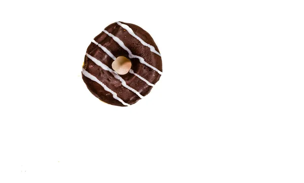Bunte Donut Isoliert Auf Weiß Süße Puderzuckernahrung Mit Glasierten Streusel — Stockfoto
