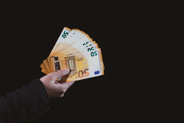 Ręczne Liczenie Pokazywanie Pieniędzy Euro Lub Dawanie Pieniędzy Koncepcja Pieniądza — Zdjęcie stockowe