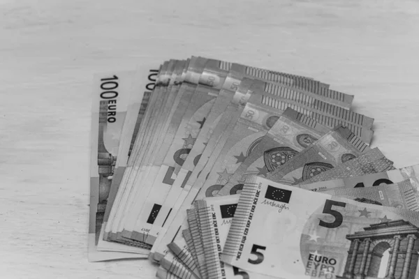 Billets Euros Isolés Empilement Argent Euros Photo Rapprochée — Photo