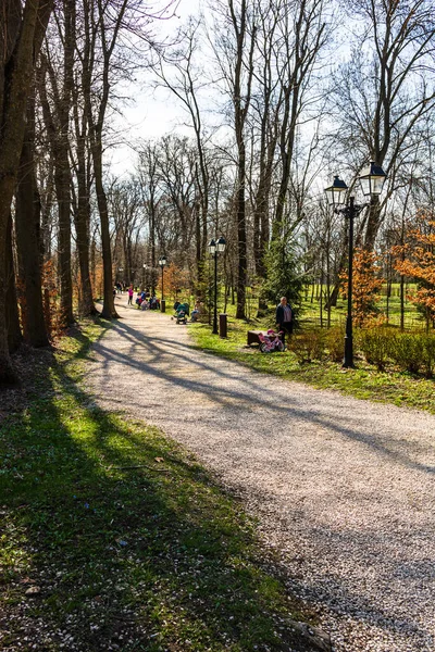 人々は ルーマニアのブカレスト 2020年にモゴソアイアからドメインの公園や庭園の路地を歩き リラックスして楽しんでいます — ストック写真