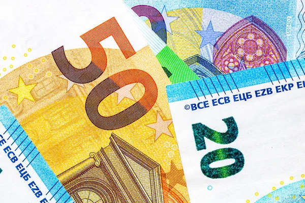 Primo Piano Della Moneta Banconote Euro Contesto Monetario Isolato Euro — Foto Stock