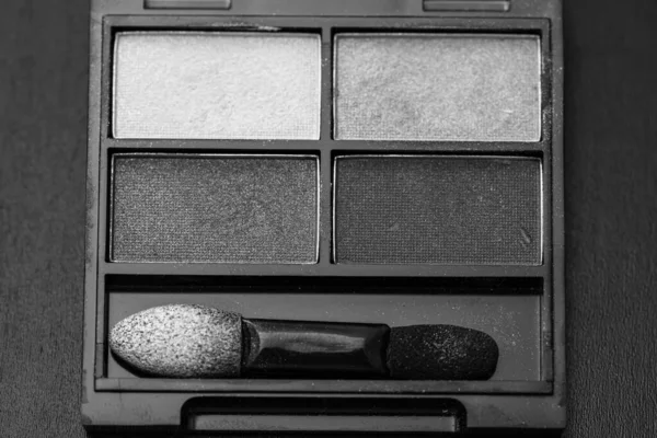 Makeup Ögonskugga Palett Närbild Isolerad Svart — Stockfoto