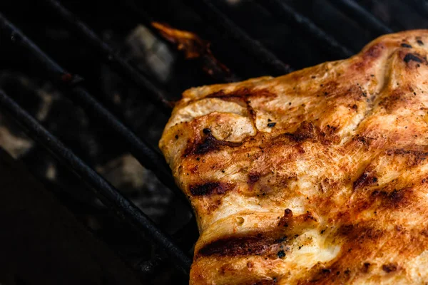 Gros Plan Sur Les Détails Steak Poulet Fait Maison Sur — Photo