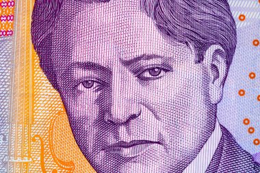 Ley banknotlarının detaylarına özen göster. Romanya lei banknotlarının makro detaylarını kapat, 5 lei izole. Dünya para kavramı, enflasyon ve ekonomi kavramı