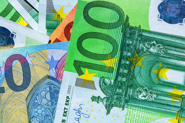 Nahaufnahme Der Euro Banknoten Hintergrund Des Geldes Euro Isoliert — Stockfoto