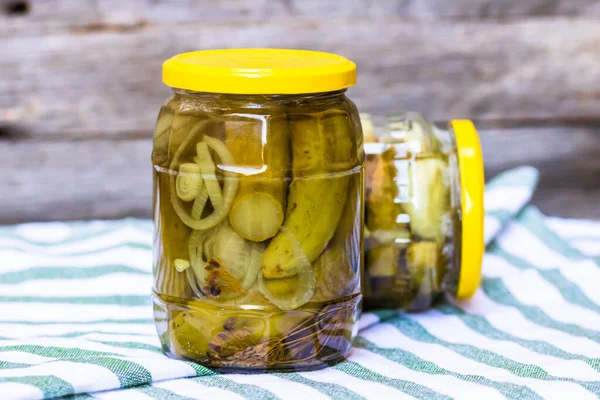 Glass Jar Pickles Isolated Preserved Food Concept Canned Vegetables Isolated — Stock Photo, Image