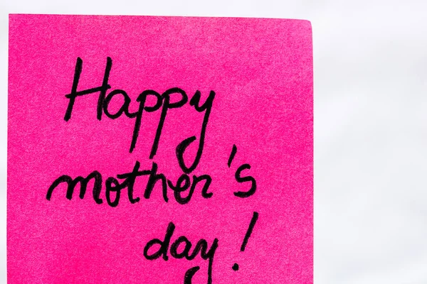 Feliz Dia Mãe Caligrafia Texto Fechar Isolado Papel Rosa Com — Fotografia de Stock