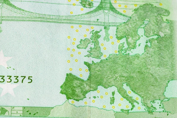 有选择地关注欧元钞票的细节 密切关注货币钞票的宏观细节 100欧元孤立 世界货币概念 通货膨胀和经济概念 — 图库照片