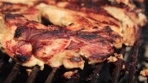 Faire Griller Steak Viande Juteux Avec Des Épices Des Herbes — Video