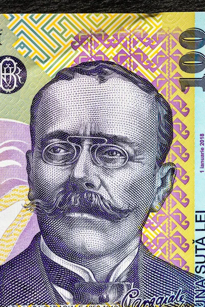 Selektywne Skupienie Się Szczegółach Banknotów Lei Zbliżenie Makro Szczegółów Rumuńskich — Zdjęcie stockowe