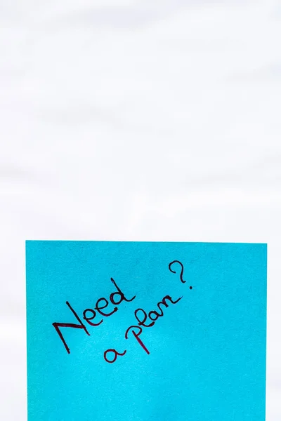 Behöver Plan Handstil Text Närbild Isolerad Blått Papper Med Kopieringsutrymme — Stockfoto