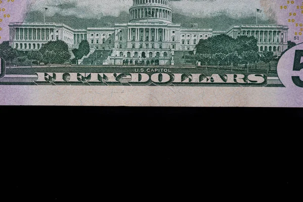 선택적으로 지폐의 사항에 초점을 맞추었습니다 단위의 지폐를 클로즈업하고 고립된 달러입니다 — 스톡 사진