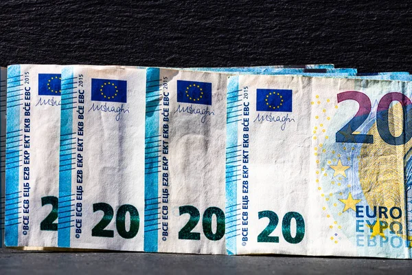 Selektiver Fokus Auf Die Details Der Euro Banknoten Makrodetails Von — Stockfoto