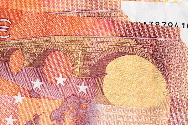 Accentul Selectiv Detalii Privind Bancnotele Euro Închideți Detaliile Macro Ale — Fotografie, imagine de stoc