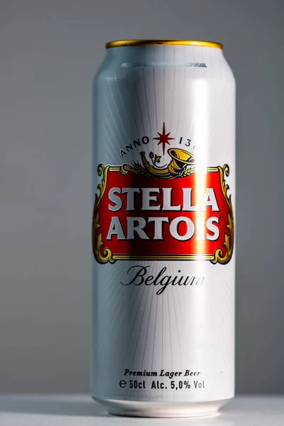 Grande Bière Belge Stella Artois Bière Belgique Premium Lager Séance — Photo