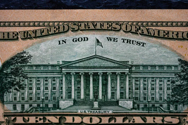 Selektivt Fokus Detaljerna Dollarssedeln Närbild Makro Detaljer Pengar Sedlar Dollar — Stockfoto