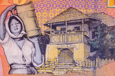 Ley banknotlarının detaylarına özen göster. Romanya lei banknotlarının makro detaylarını kapatın, 10 lei izole edilmiş. Dünya para kavramı, enflasyon ve ekonomi kavramı