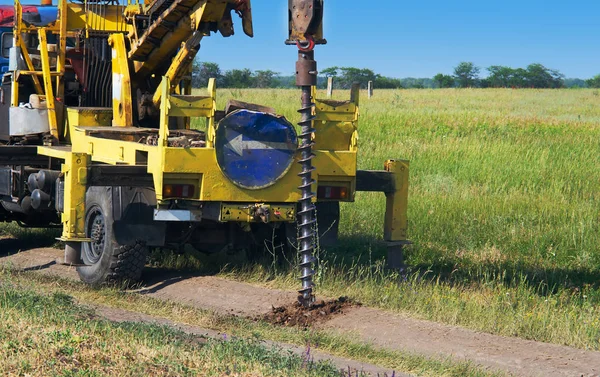 Máquina Perfuração Produz Engenharia Levantamentos Geológicos Para Projeto Construção Estruturas — Fotografia de Stock