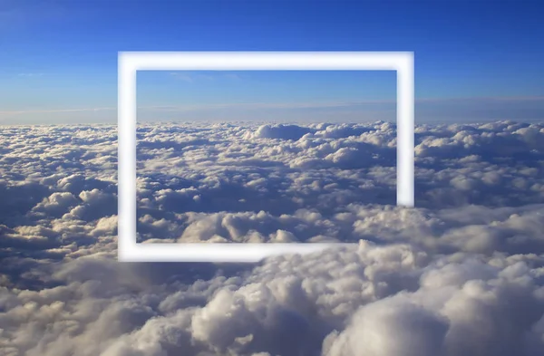 Över Cumulus Moln Ljusa Liggande Från Fönstret Ett Flygplan Med — Stockfoto