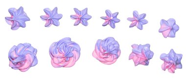 dekorasyon izole bir beyaz zemin üzerine şenlikli bir tatlı için bir çiçek şeklinde renkli pembe ve lokum lokum