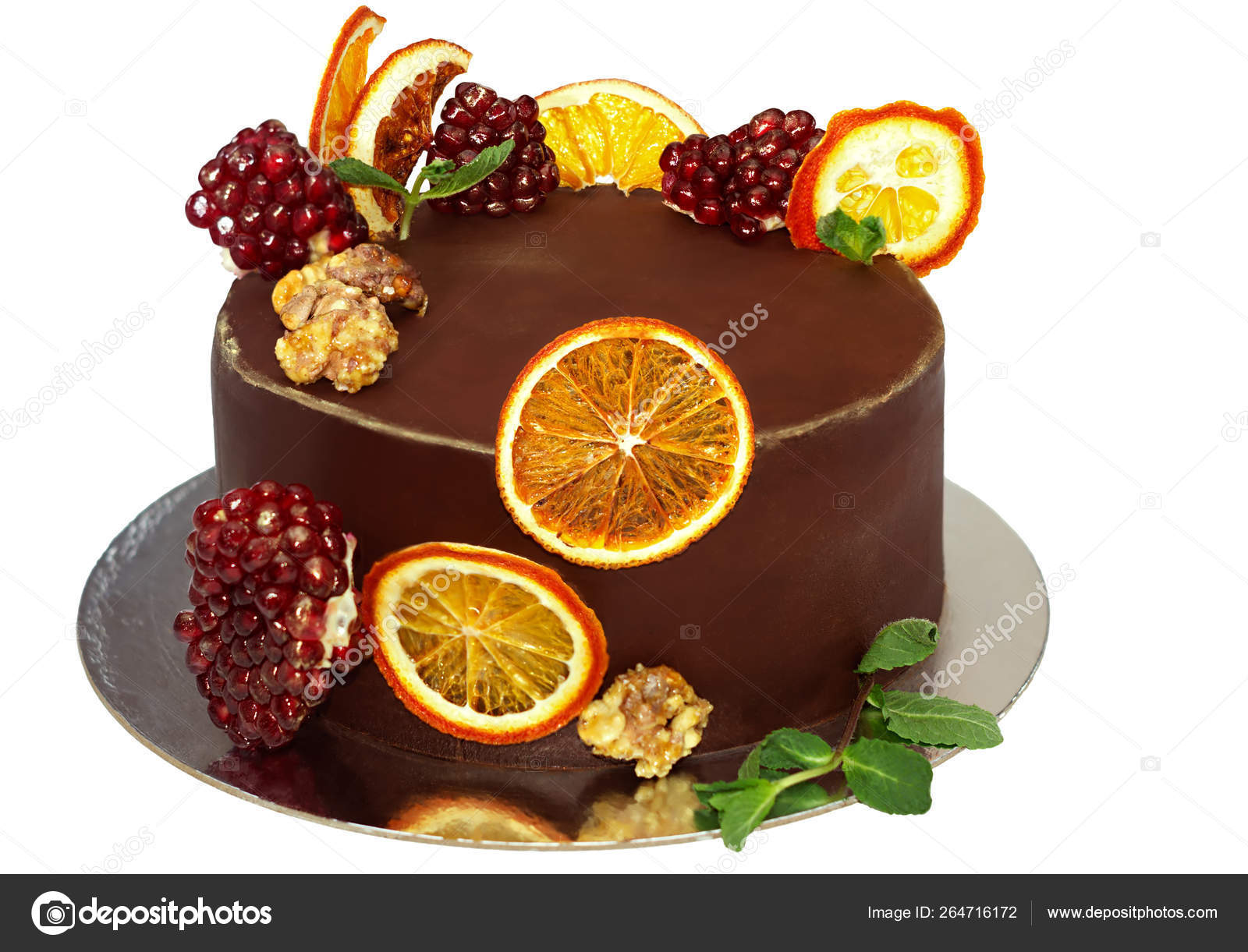 Gorgeous Chocolate Cake Decorated Slices Baked Orange Fresh
