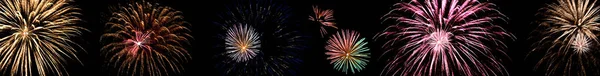 Fireworks set on an isolated black background for your best design ideas.
