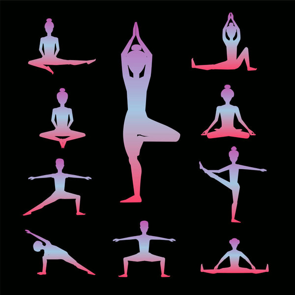 yoga poses. vector silhouette illustration