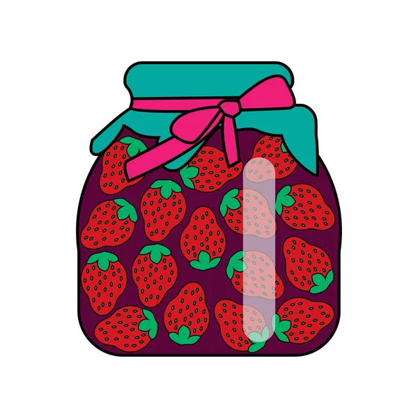 Sticker Cartoon Jar Strawberry Jam — Stock Vector © lineartestpilot
