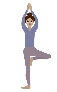 kızı pratik yoga. Beyaz arka plan üzerinde vektör çizim