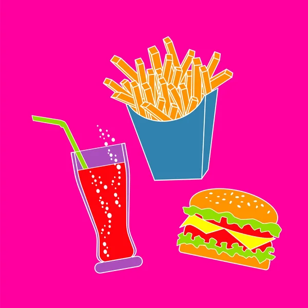 Conjunto Fast Food Ilustração Vetorial —  Vetores de Stock