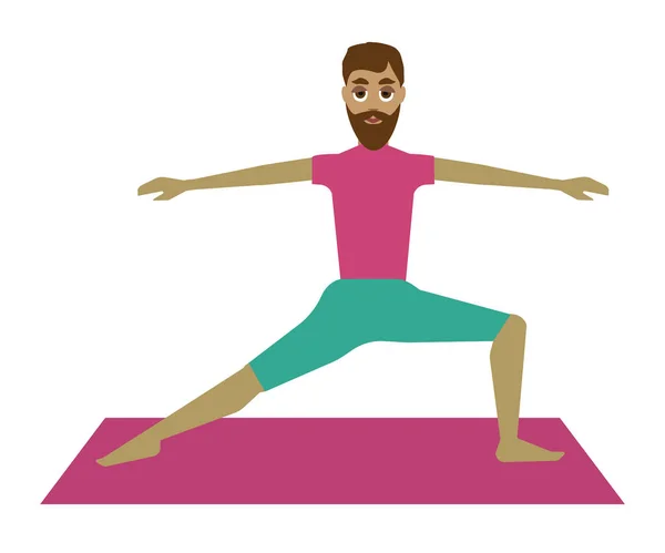 Hombre Practicando Yoga Ilustración Vectorial Sobre Fondo Blanco — Vector de stock