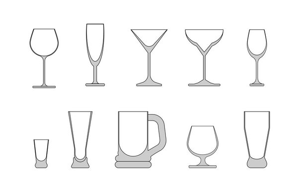 wine glasses set.  vector illustration