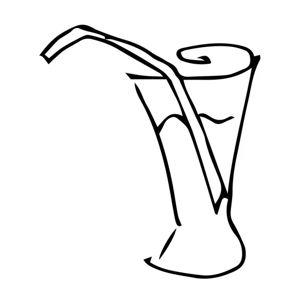 Glass Soda Water Vector Drawing Hands — Stock Vector