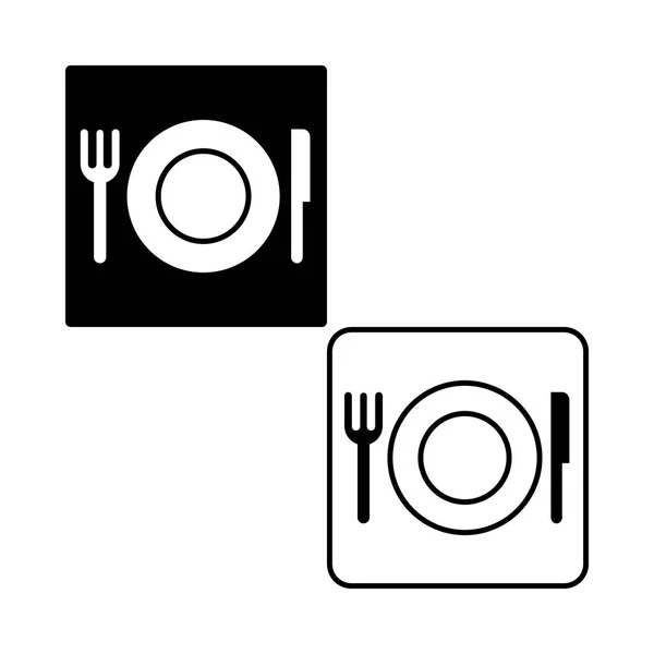 Tenedor Plato Icono Del Cuchillo Ilustración Del Vector — Vector de stock