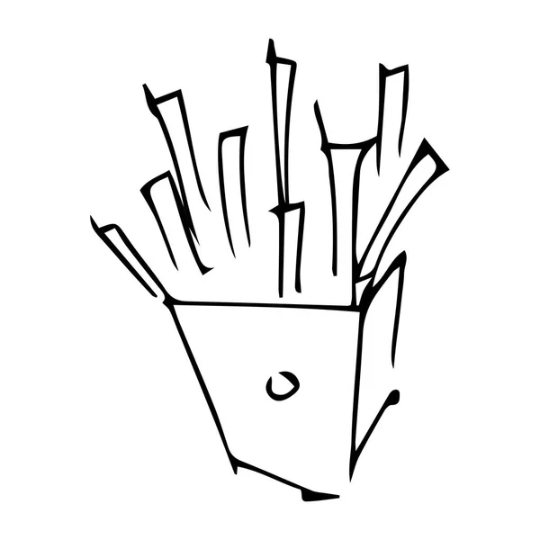 Papas Fritas Vector Dibujo Mano — Vector de stock