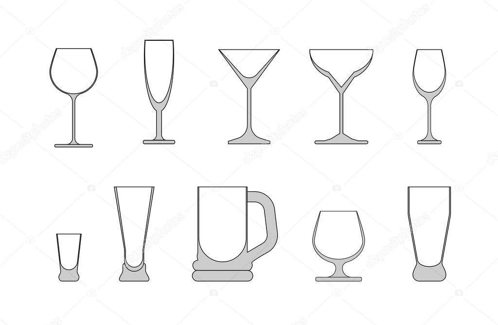 wine glasses set.  vector illustration