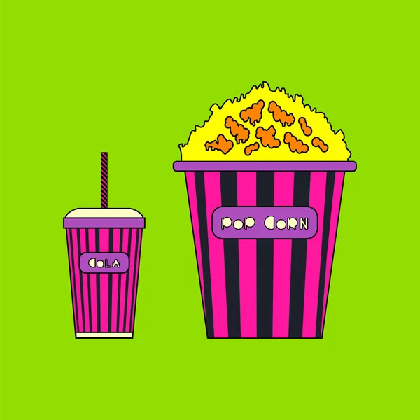 Popcorn Dan Air Soda Ilustrasi Vektor - Stok Vektor