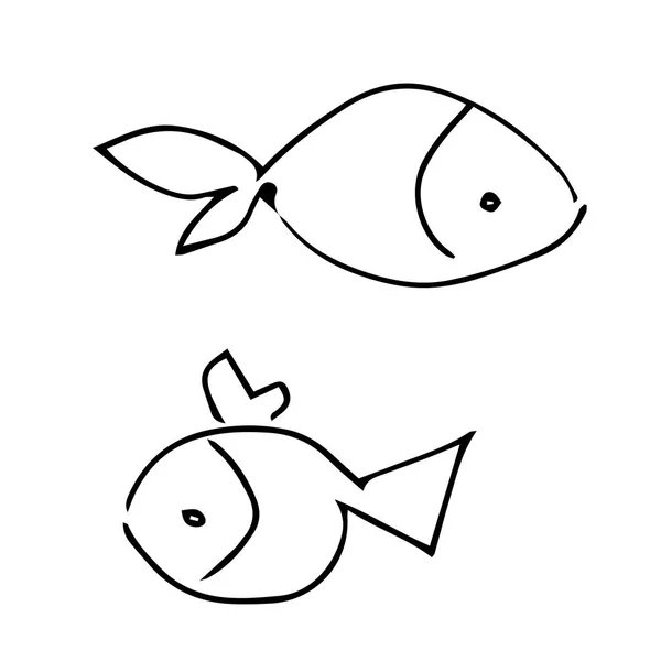 Peixe Vector Desenho Manual — Vetor de Stock