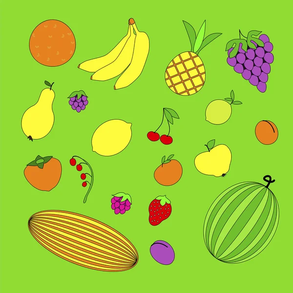 Set Frutta Illustrazione Vettoriale — Vettoriale Stock