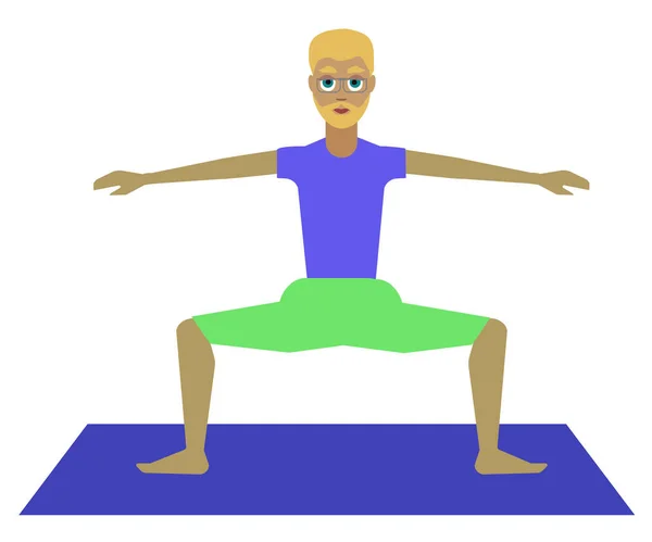 Mann Praktiziert Yoga Vektor Illustration Auf Weißem Hintergrund — Stockvektor