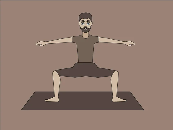 Mann Praktiziert Yoga Vektorillustration — Stockvektor