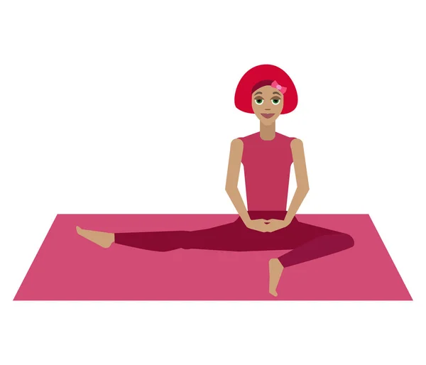 Chica Practicando Yoga Ilustración Vectorial Sobre Fondo Blanco — Vector de stock