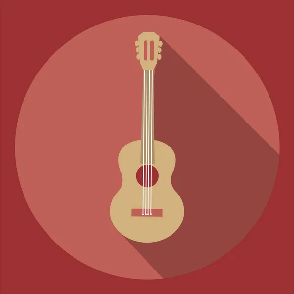 Icono Guitarra Piso Con Sombras Vector — Vector de stock