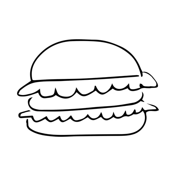 Hamburger Vektor Gambar Tangan - Stok Vektor