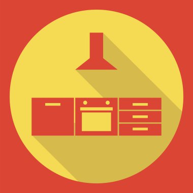 Mutfak mobilya. gölgeler ile düz simgesi. vektör