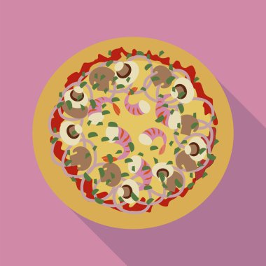 Mantarlı Pizza. vektör çizim