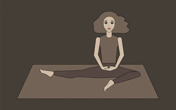 Chica Practicando Yoga Ilustración Vectorial — Vector de stock