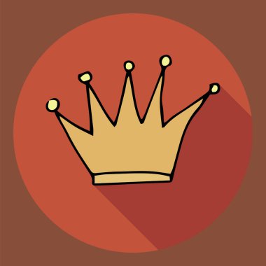 taç simgesi. düz gölge ile. vektör