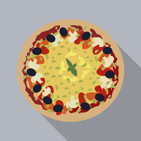 Pizza Apartamento Com Sombras Ilustração Vetorial —  Vetores de Stock